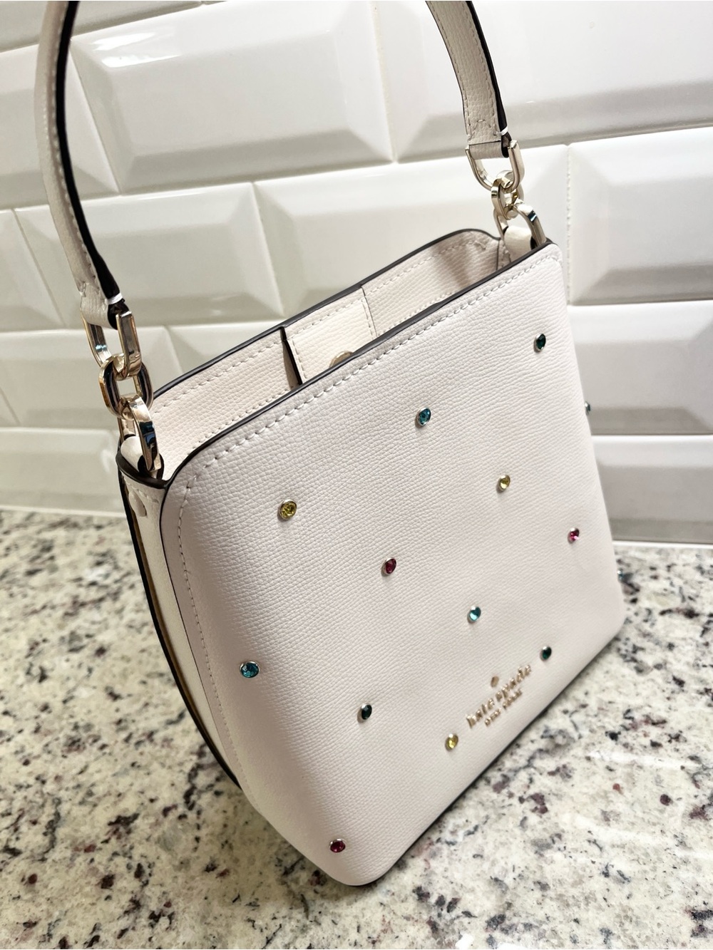 Kate Spade Darcy Small Bucket with Gemstone Details Crossbody Bag EUC - Picture 12 of 13